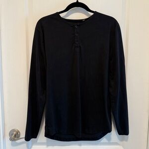 Classic Black Henley Long Sleeve Shirt